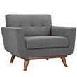 Maklaine Modern Fabric 2-Piece Sofa Set with Armchairs in Expectation Gray