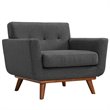 Maklaine Modern Fabric 3-Piece Sofa Set with Armchairs in Gray