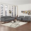 Maklaine Modern Fabric 3-Piece Sofa Set with Armchairs in Expectation Gray