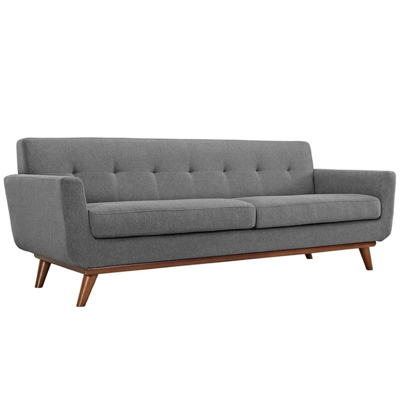 Maklaine Modern Fabric 3-Piece Sofa Set with Armchairs in Expectation Gray