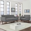 Maklaine Contemporary Fabric 2-Piece Sofa Set in Expectation Gray