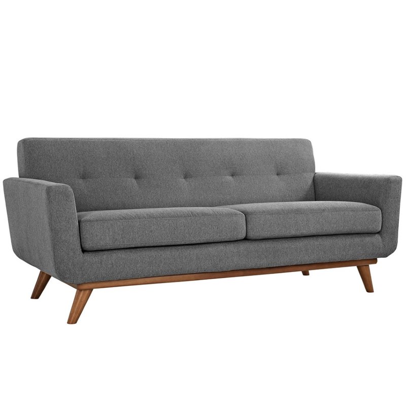 Maklaine Contemporary Fabric 2-Piece Sofa Set in Expectation Gray
