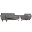 Maklaine Contemporary Fabric 2-Piece Sofa Set in Expectation Gray