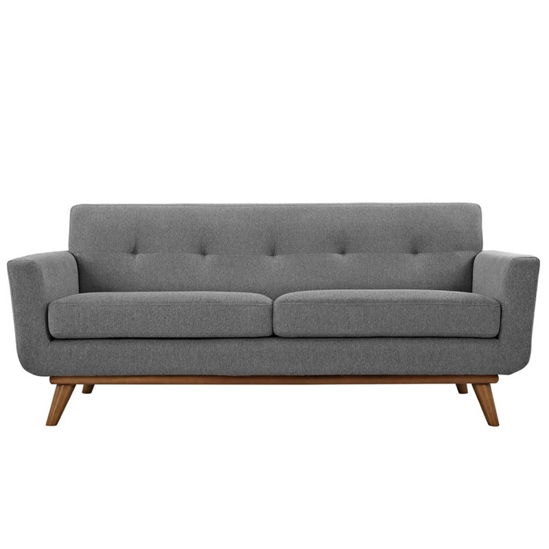 Maklaine Modern Fabric 2-Piece Sofa Set with Loveseat in Expectation Gray
