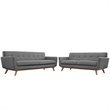 Maklaine Modern Fabric 2-Piece Sofa Set with Loveseat in Expectation Gray