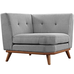 Maklaine Upholstered Fabric and Wood Corner Chair in Expectation Gray