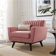Maklaine Channel Tufted Performance Velvet Armchair in Dusty Rose Pink