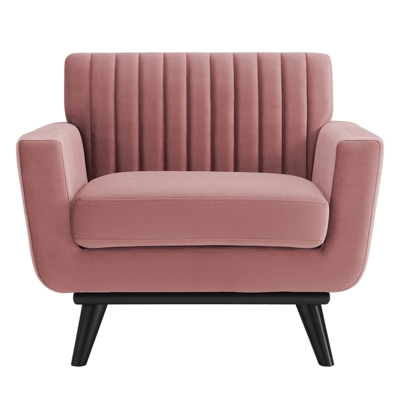 Maklaine Channel Tufted Performance Velvet Armchair in Dusty Rose Pink
