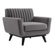 Maklaine Contemporary Channel Tufted Performance Velvet Armchair in Gray