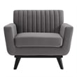 Maklaine Contemporary Channel Tufted Performance Velvet Armchair in Gray
