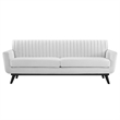 Maklaine Modern Channel Tufted Polyester Fabric Sofa in White/Black