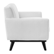 Maklaine Modern Channel Tufted Polyester Fabric Sofa in White/Black