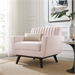 Maklaine Contemporary Channel Tufted Performance Velvet Armchair in Pink