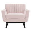 Maklaine Contemporary Channel Tufted Performance Velvet Armchair in Pink