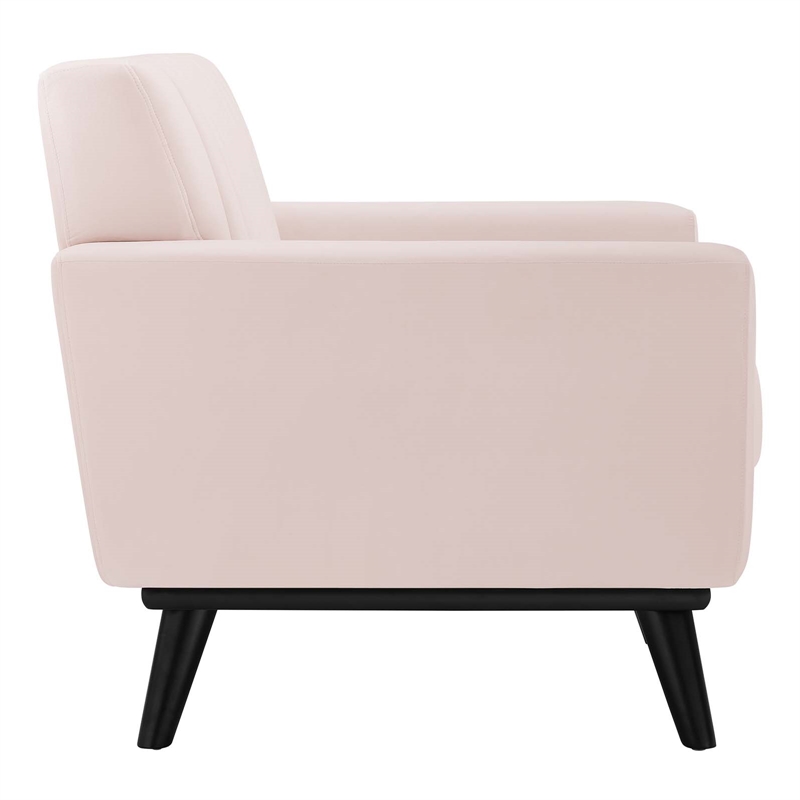 Maklaine Contemporary Channel Tufted Performance Velvet Armchair in Pink