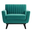 Maklaine Channel Tufted Performance Velvet Armchair in Teal Blue
