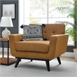 Maklaine Modern Tufted Back Performance Velvet Armchair in Cognac Brown