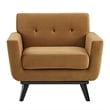 Maklaine Modern Tufted Back Performance Velvet Armchair in Cognac Brown