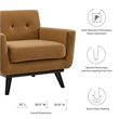Maklaine Modern Tufted Back Performance Velvet Armchair in Cognac Brown