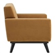 Maklaine Modern Tufted Back Performance Velvet Armchair in Cognac Brown