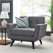 Maklaine Modern Tufted Back Performance Velvet Armchair in Gray/Black