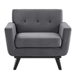 Maklaine Modern Tufted Back Performance Velvet Armchair in Gray/Black