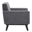 Maklaine Modern Tufted Back Performance Velvet Armchair in Gray/Black