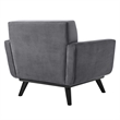 Maklaine Modern Tufted Back Performance Velvet Armchair in Gray/Black