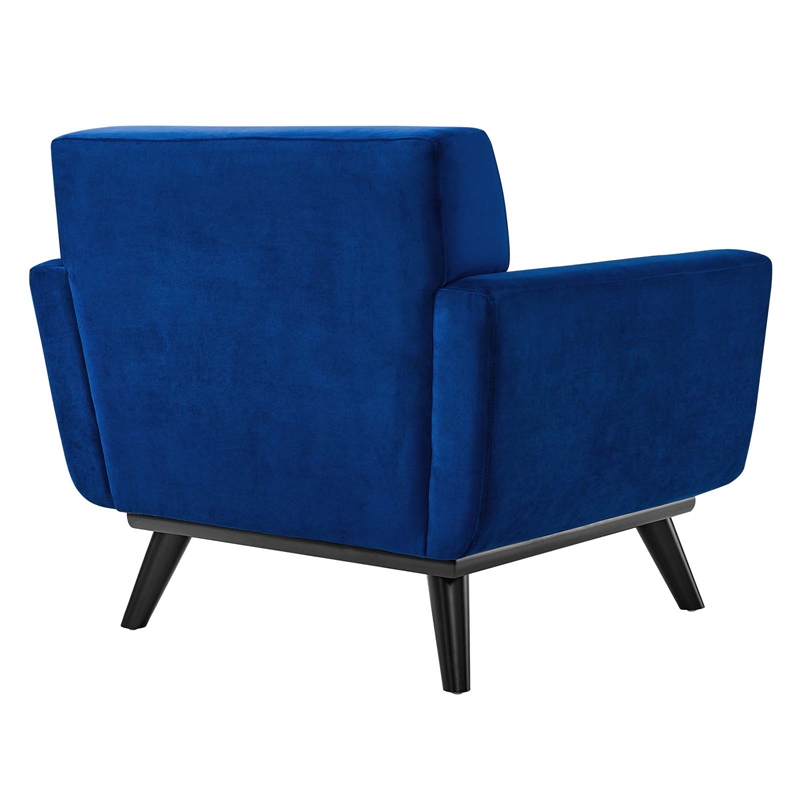 Maklaine Modern Tufted Back Performance Velvet Armchair in Navy/Black