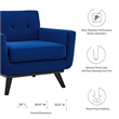 Maklaine Modern Tufted Back Performance Velvet Armchair in Navy/Black