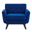 Maklaine Modern Tufted Back Performance Velvet Armchair in Navy/Black