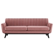 Maklaine Modern Channel Tufted Performance Velvet Sofa in Dusty Rose Pink