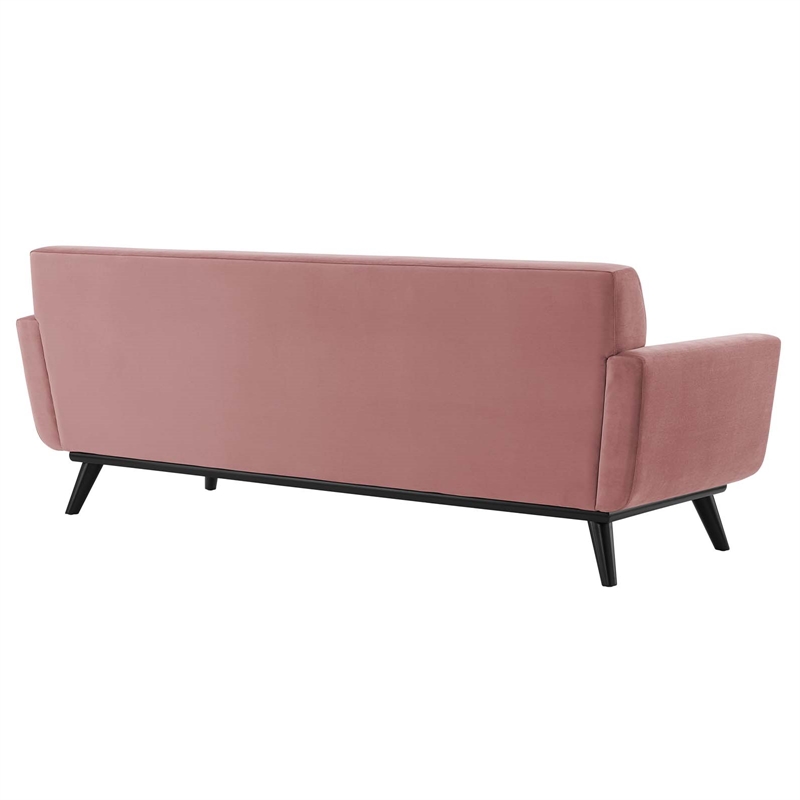 Maklaine Modern Channel Tufted Performance Velvet Sofa in Dusty Rose Pink