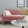 Maklaine Modern Channel Tufted Performance Velvet Sofa in Dusty Rose Pink