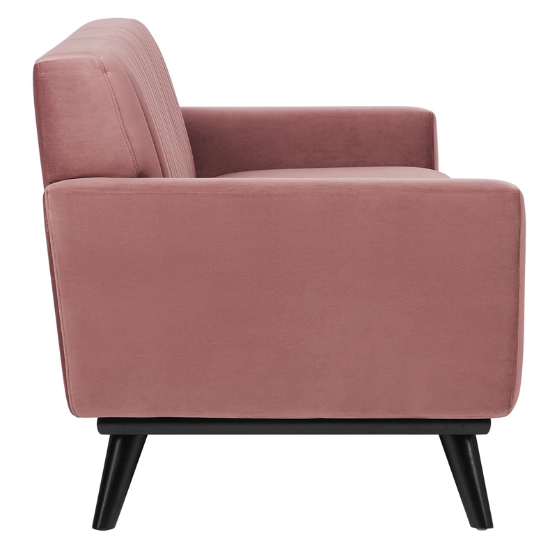 Maklaine Modern Channel Tufted Performance Velvet Sofa in Dusty Rose Pink