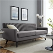 Maklaine Modern Channel Tufted Performance Velvet Sofa in Gray/Black
