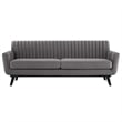 Maklaine Modern Channel Tufted Performance Velvet Sofa in Gray/Black