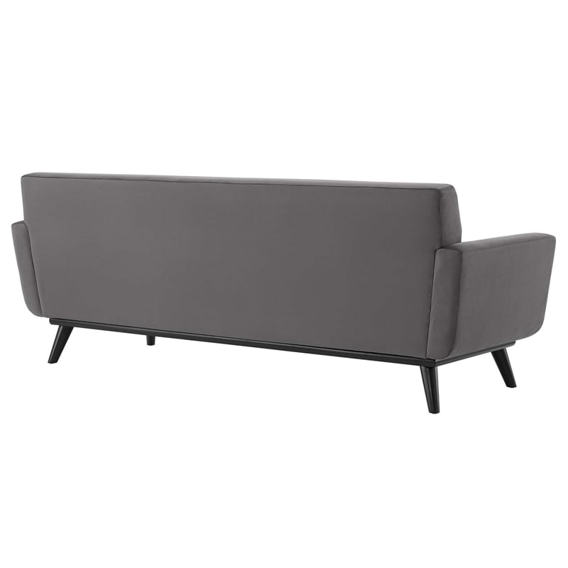 Maklaine Modern Channel Tufted Performance Velvet Sofa in Gray/Black