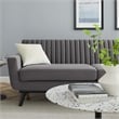 Maklaine Modern Channel Tufted Performance Velvet Sofa in Gray/Black