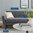 Maklaine Modern Channel Tufted Performance Velvet Sofa in Gray/Black