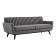 Maklaine Modern Channel Tufted Performance Velvet Sofa in Gray/Black