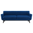 Maklaine Modern Channel Tufted Performance Velvet Sofa in Navy/Black