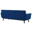 Maklaine Modern Channel Tufted Performance Velvet Sofa in Navy/Black