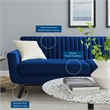 Maklaine Modern Channel Tufted Performance Velvet Sofa in Navy/Black