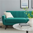 Maklaine Modern Channel Tufted Performance Velvet Sofa in Teal Green