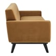 Maklaine Modern Tufted Back Performance Velvet Sofa in Cognac Brown