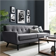 Maklaine Modern Tufted Back Performance Velvet Sofa in Gray/Black