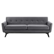 Maklaine Modern Tufted Back Performance Velvet Sofa in Gray/Black