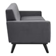 Maklaine Modern Tufted Back Performance Velvet Sofa in Gray/Black