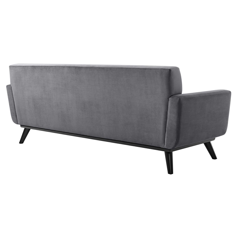 Maklaine Modern Tufted Back Performance Velvet Sofa in Gray/Black